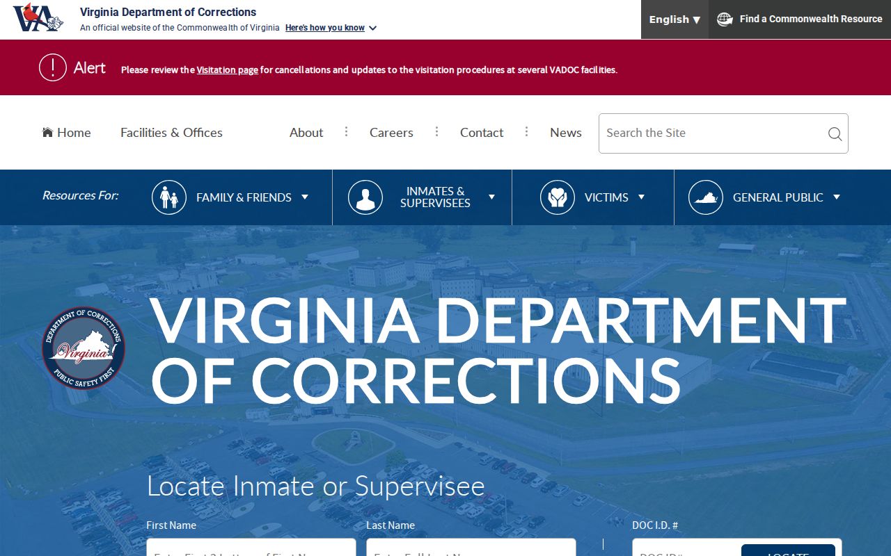 VADOC locator for Northampton County arrest and later custody records