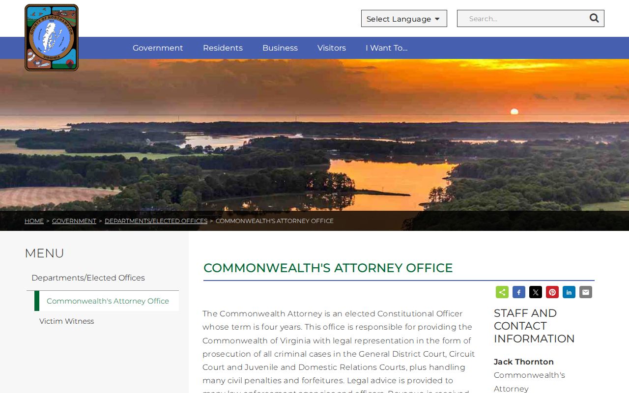 Northampton County Commonwealth's Attorney criminal court case office
