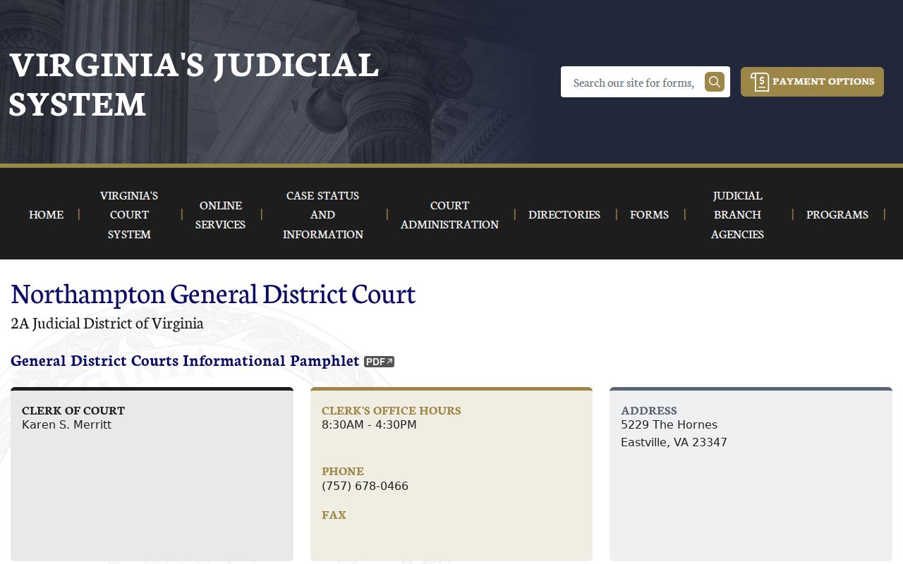 Northampton County General District criminal court docket schedule